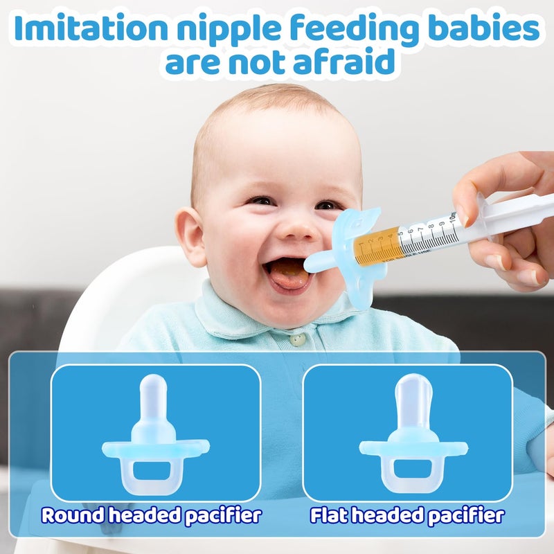 Aoaodbu Baby Medicine Dispenser, Baby Medicine Syringe, 0 months and up Baby Pacifiers, 100% Silicone Pacifiers, BPA-Free (Blue) - Image 4